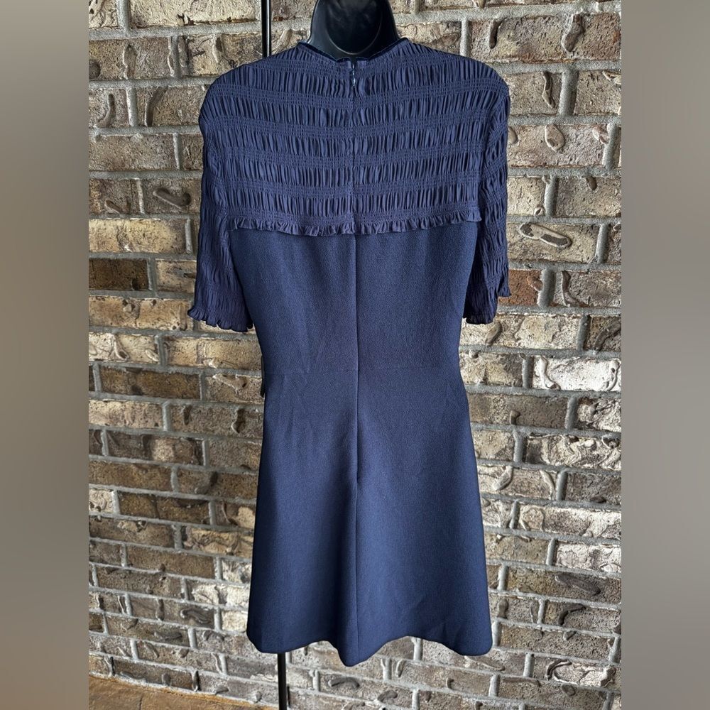 Sandro Fit and Flare Crepe Navy Dress Size 2 - Picture 4 of 15